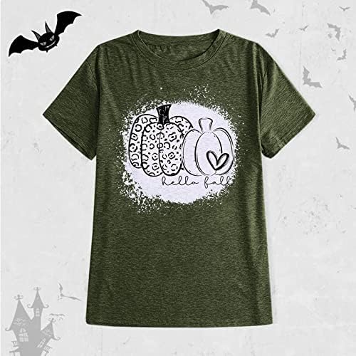 Женски пад маици смешни кратки ракави за Ноќта на вештерките графички обични забавни маички врвови меки сервисни облека жени