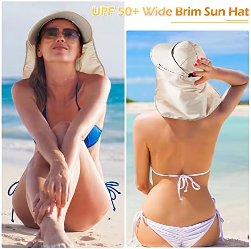 4 пакувања Сонце капи за жени УВ заштита Широки риболов Капчиња со капаче на вратот upf 50+ мултифункционално капаче за риболов