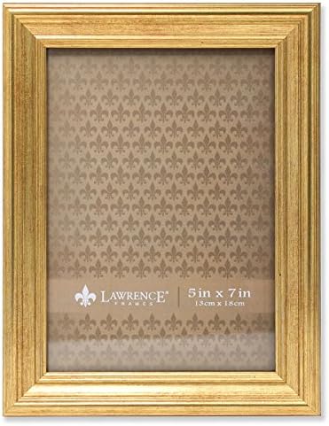 Lawrence Frames 712557 5x7 златен метал природен гранка дизајн рамка за слика и сутер изгорена рамка за слика, 5 на 7-инчи, злато
