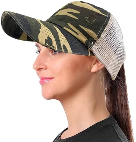 Criss Cross Cross Ponytail капа измиена потресена мрежа женска бејзбол капа тато капа коњче капа за жени