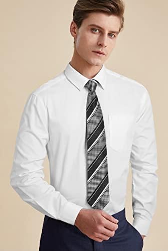 Солидна кошула за фустани со долг ракав со соодветна вратоврска и марамче поставете класично копче надолу во формални деловни кошули
