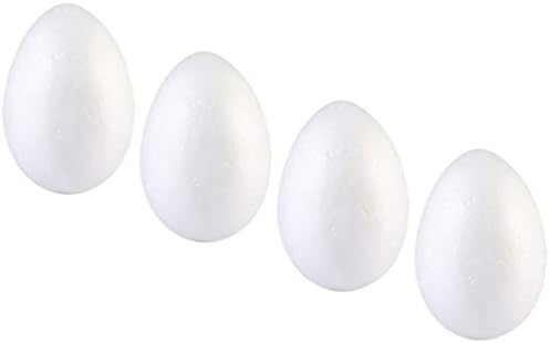 Детски деца со викаски моделираат глина 4 парчиња Велигденска пена јајца 15 см бел празен полистирен мазни јајца DIY боја занает
