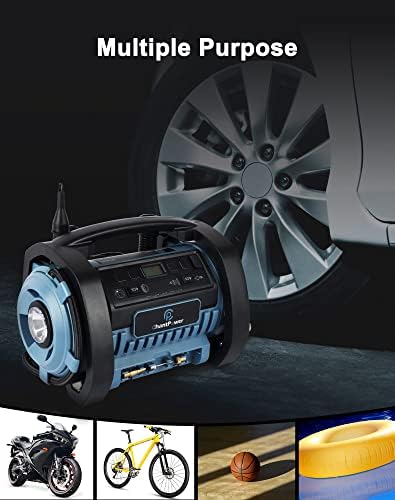 C P ChantPower 12V DC пумпа за гуми со дигитален мерач на притисок, 150psi со адаптер за напојување на автомобили и двојно