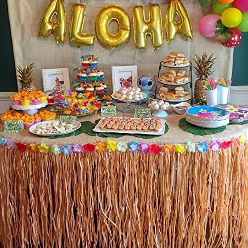 Здолниште за маса на Хавајски Хавајски, 9ft x 29in Луау трева маса здолниште за украси за роденденска забава во Моана, матурска забава,