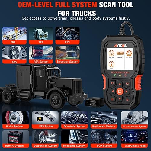 Ancel The Heaward Truck Scanner HD601 Pro All System Diesel Diagnostic Scan алатка за Cummins, Detroit, Frightliner, International,