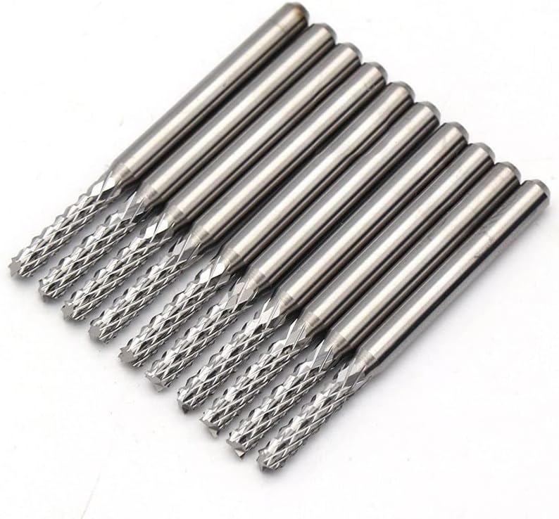 10 парчиња, 1/8 Shank Porn Tunfsten Carbide Milling Cutter, битови за мелење PCB, за гравура машина CNC, 38мм