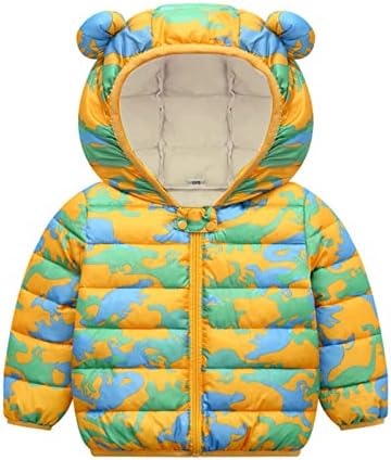 Девојки со качулка уво зимска надворешна облека со цртан филм момчиња бебе јакна мечка за печатење момчиња палто и јакна момчиња зимски палта