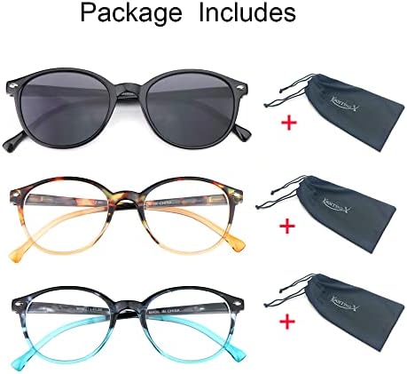 Ysorrisox 3 пакувања со бифокални очила за читање за жени вклучуваат 1 бифокални очила за сонце, очила за ретро-очи очила за очила за мачки