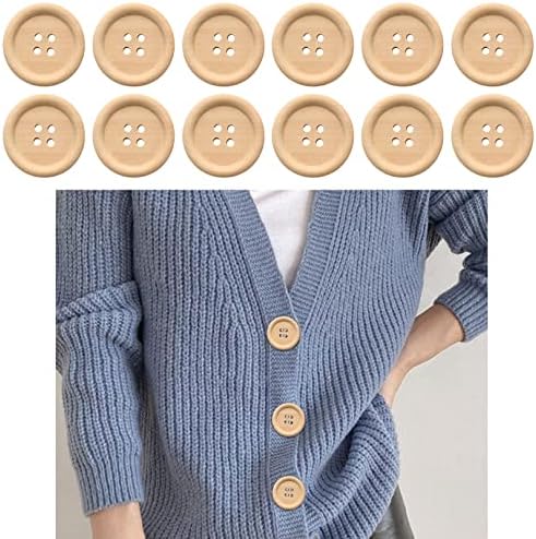 Копчиња од дрво од 50 парчиња за занаети | Тркалезни дрвени копчиња за шиење | Уникатен дизајн на тркалезно копче - Идеално за