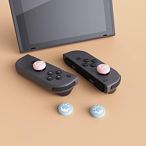 Extremerate PlayVital Cat Paw Cute Switch Capps Capps Caps, Heaven Blue & Bepe Red Joystick Caps за Nintendo Switch Lite, силиконски
