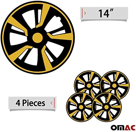 ОМАК тркала за покривање Хабкапс, стил на ОЕМ од 14 инчи, сет од 4 парчиња, црно со