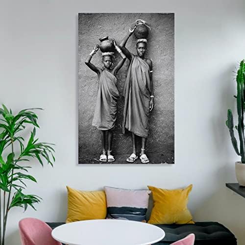 Гроздобер африкански црно-бел paterид постер платно печатење афроамерикански племенски уметнички постер плака за сликање wallидна