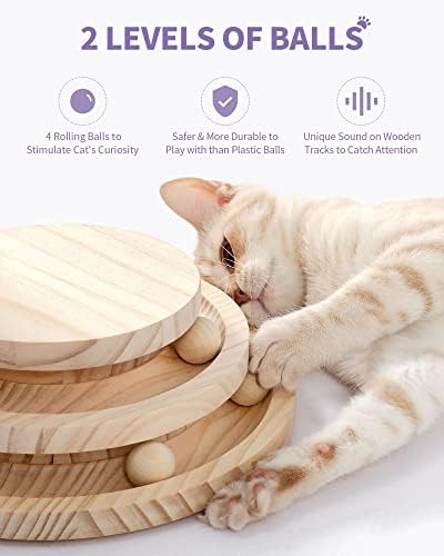 Направен4 миленичиња Мачка Гребење Пост Мачка Гребење Играчка Дрвена Двослојна Мачка Грамофон Со Интерактивни Топки и Висат Топка