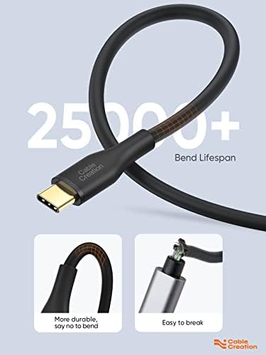 Пакет - 2items: CableCreation Soft USB C кабел силиконски 2.0 + USB C полнач за полнач за автомобили