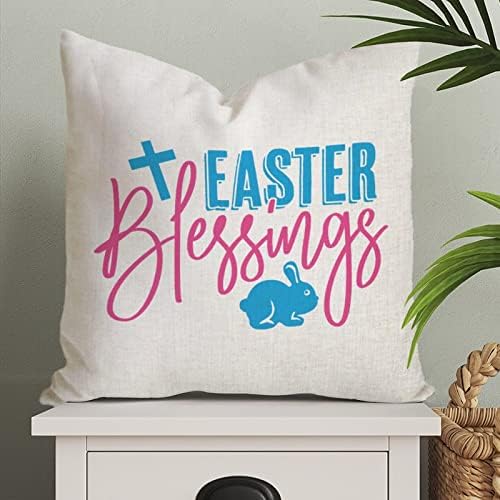 Велигденски благослови Велигденски фрлање перница за перници симпатична зајачка перница случај христијански пролетен декор Перница плоштад