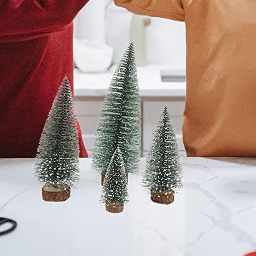 Aboofan 4PCS мини елка шише четка за четкички сисал снежни дрвја со дрвена база за Божиќна забава домашна таблета занаетчиски декор
