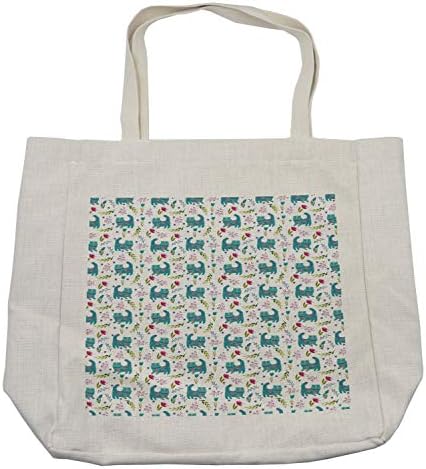 Торба за купување мачиња Амбесон, фолклорна украсна среќна шема на мачки со цвеќиња и лиснати гранки, еколошка торба за еднократно