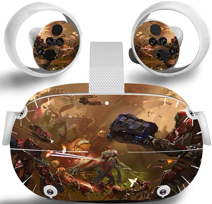 Воена научна фантастика игра Oculus Quest 2 VR Слушалки и налепница за контролори, винилна декларална кожа за слушалки и контролори,