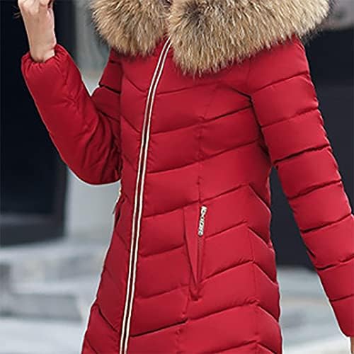 Foviguo плус големина Зимски палта за жени, долги ракави дами дами Encanto долга забава паѓаат памук памук палто