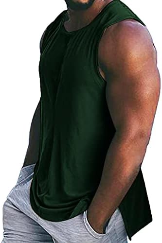 Машка тренингот стрингер резервоар врвови фитнес перформанси на мускулите без ракави кошули со цврста боја во салата за боди -билдинг елек