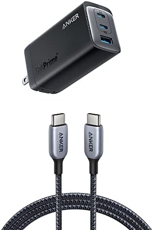 ANKER 765 USB C до USB C кабел, USB 2.0 Брзо полнење USB C Cable & ANKER USB C полнач, 737, 3-порта Брз компактен полнач на wallидови