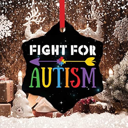 Божиќна украс борба за аутизам сложувалка со орнаменти на аутизам, свесност за аутизам, божиќна забава, аутистична поддршка за одмор,