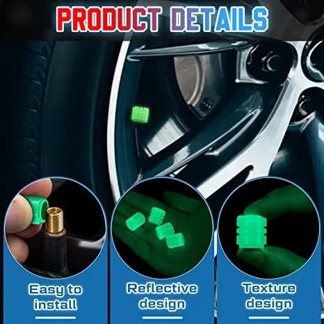 8 парчиња сјај во капаците на вентилот со темни гуми Флуоресцентни матични автомобили Универзален воздушен капа автоматски ги опфаќа автомобилите