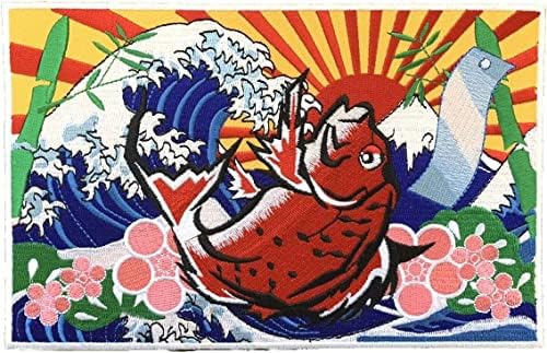 Јапонија увоз wappen-ya dongri јапонско знаме 大 漁旗 знаме со голема фаза извезено лепенка железо на шиење на закрпи значка S0009