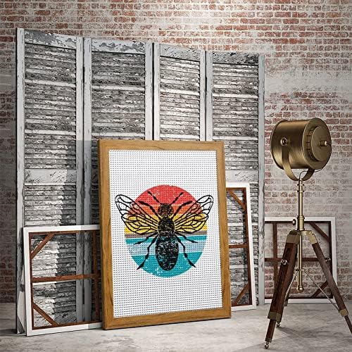 Графички дизајн пчела над гранџ 5D DIY вежба дијамантски комплети за сликање кристално везење wallид што виси уметност со рамка за декорација на домашна спална соба 16x20