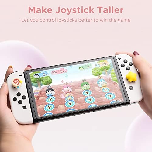 Caps Timovo Cute Silicone Joycon Thumb Capps, Capy Cover Capps Capps Soft Anti -Slip Thumbstick Cover 4PCS компатибилен со Nintendo Switch OLED/Switch/Switch