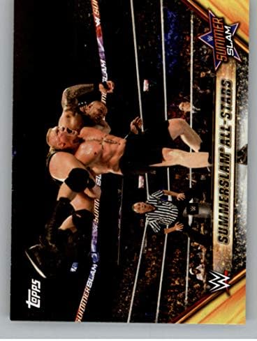 2019 Topps WWE SummerSlam Mr. SummerSlam MSS-4 8/21/16 Брок Леснар ја нокаутира картичката за тргување со борење Ренди Ортон