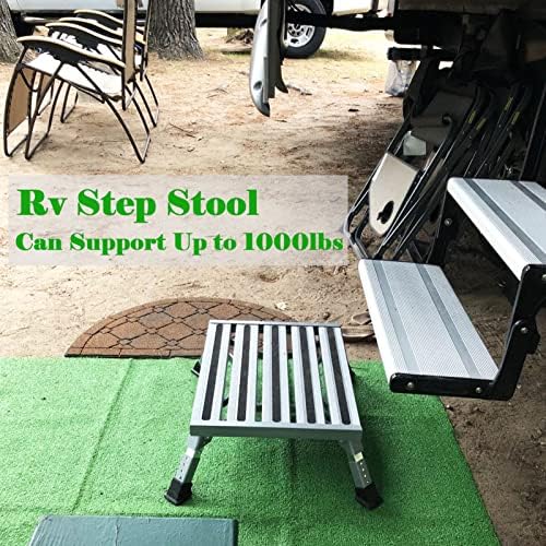 Столче за чекор на RV - Добро изработено, нелизгање, лесен, прилагодлив алуминиум за преклопување - Совршен за RV чекори, чекори