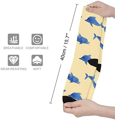 Делфини Шема Печатени Чорапи Што Одговараат На Боја Атлетски Чорапи Високи Колена За Жени Мажи