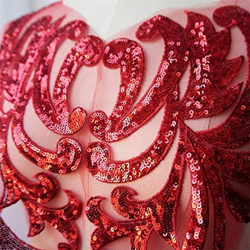 N/A 2PCS 46cm црвен секвенцин чипка ткаенини Апликации шијат на закрпи решетки за венчаница за венчавки за невеста фустан DIY