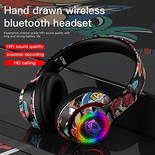 Bluetooth Невообичаени графити предводени од главата за емитување на главата за емитување на слушалки за деца тинејџери возрасни слушалки