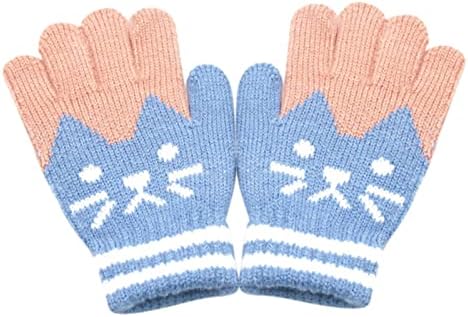 QVKARW појас екран Деца ракавици Возрасни печатени креативни модни топли нараквици дебели телефони мобилни зимски плетени мачки ракавици