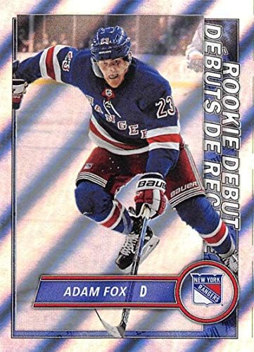 2020-21 Топс НХЛ налепница 531 Адам Фокс Дебита Деби Фолија РЦ Дебитант Newујорк Ренџерс за налепници за хокеј налепници