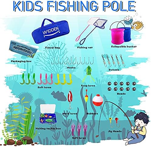 Пол за риболов деца со широки деца, преносни телескопски деца за риболов столбови за момчиња и девојчиња, комплет за комбо -риболов и ролна