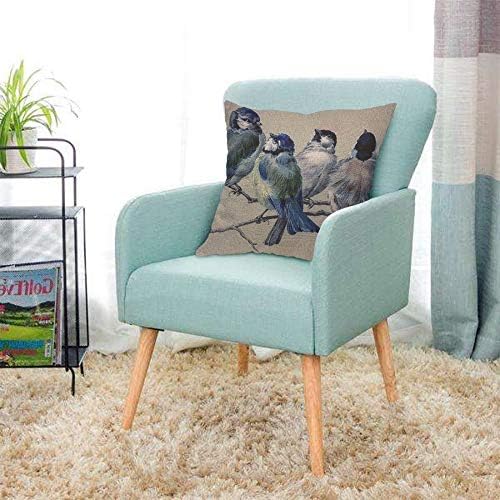 Aoyego Blue Robin Bird Shapt Pillow Cover Stand на гранка зеленило крзно меки животинско животинско природно перница кутија 18x18 инчи