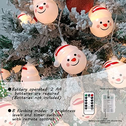 Aoliy Божиќни низа светла 20 LED светла од снежни луѓе 10ft батерии управувани со Божиќ, 8 режими водоотпорни затворени и надворешни украси декор за Божиќ, камин, дневна со?