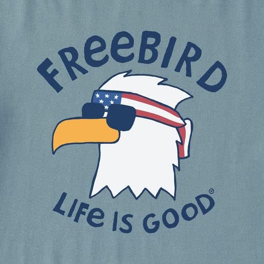 Животот е добар. Деца freebird Cool Eagle SS Crusher Tee, Smoky Blue, Medium