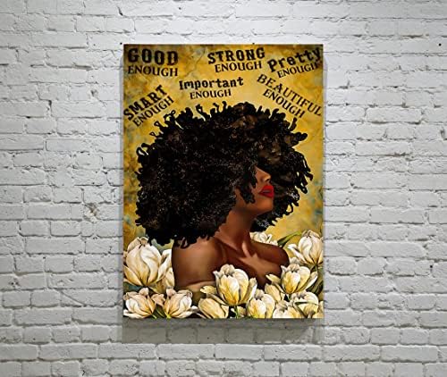 Black Queen Of Flowers Canvas Wall Art African American Poster Black Girl Woman Queen Canvas Wall Art Abstract Contemporary Canvas Prints Painting