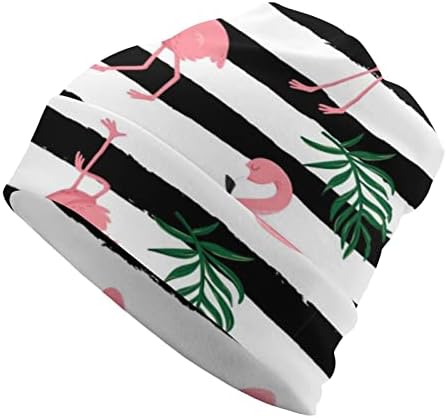 Бајкутуан Розова Фламинго Птици И Тропски Лисја Печати Шапки За Мажи Жени Со Дизајни Капа На Черепот