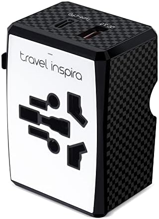 Адаптер за патувања Inspira Worldwide International Plug адаптер со автоматско ресетирање Универзален адаптер за напојување со брзо