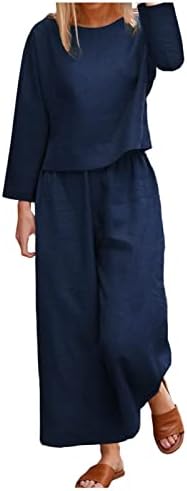 Женски панталони поставува есен лето 2023 година облека со постелнина со две парчиња основни панталони сетови за девојчиња x6 x6