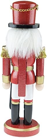 Умен креации Црвен војник 10 инчи Традиционален дрвен оревчер, празничен Божиќен декор за полици и табели