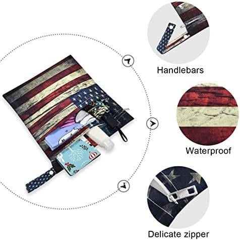 Џикбфа Ретро Американско Знаме Влажни Суви Кеси 2 парчиња Водоотпорна Влажна Кеса За Повеќекратна Употреба Влажни Суви Кеси За Костими За Капење