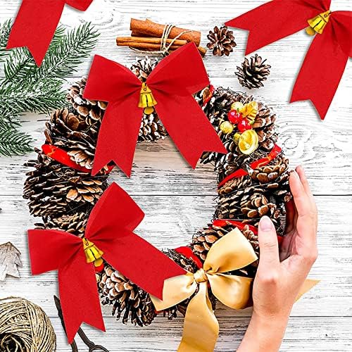 Партиски украси црвени bellвонки лакови Божиќни украси новогодишно дрво за виси украси за забава