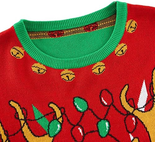 Мажите/жените на Гудстоурд светнуваат плетени грди Божиќен џемпер со повеќебојни LED светкави светла