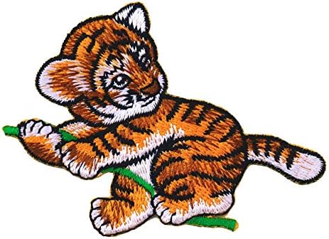 Графички прашина симпатична мала тигар железо на везена лепенка апликација лавоно животно симпатична loveубов слатка diy jean јакна ранец